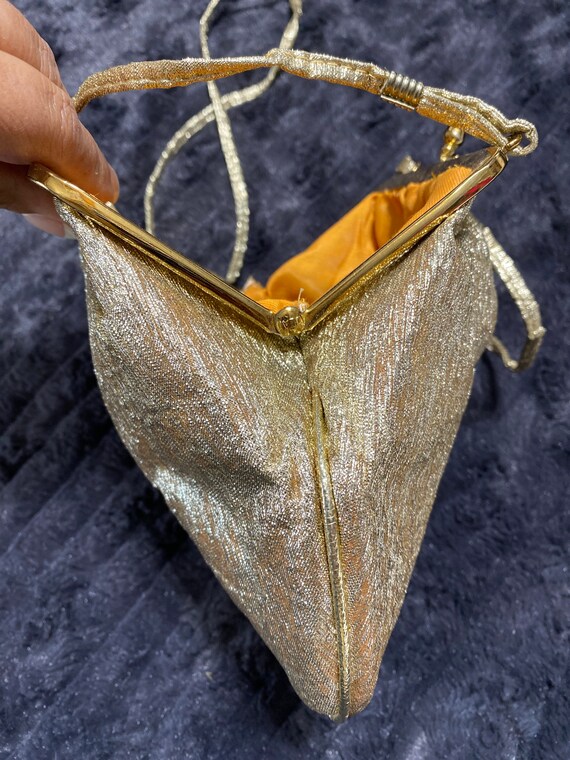 STUNNING Vintage 1950's Small Gold Handbag Purse - image 6