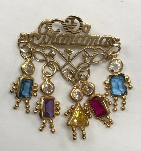 VINTAGE 14K Yellow Gold "GRANDMA" CHARM with Dang… - image 5