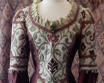 Medieval Style Renaissance Dress Costume Larger Size Flowing Sleeves Beaded Trim