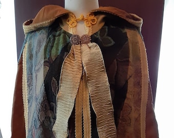 Ladies Renaissance, Pirate, Celtic, Medieval, Steampunk, Costume Cloak Cape With Hood ~ Will Fit Small to Large