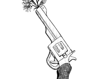 Revolver Bloom- Original Ink Illustration (5x7)