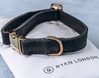 Leather Dog Collar Black Adjustable Pet Collar Handmade Leather Dog Accessory Premium Dog Walking Gear Black collar leather pup accessory