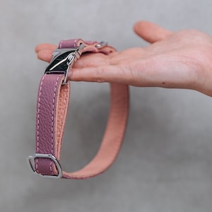Leather Dog Collar Purple & Pink Adjustable Pet Collar Handmade Leather Dog Accessory Premium Dog Walking Gear Pup leather accessory premium