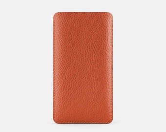 Leather iPhone 13 mini Sleeve - Orange and Beige