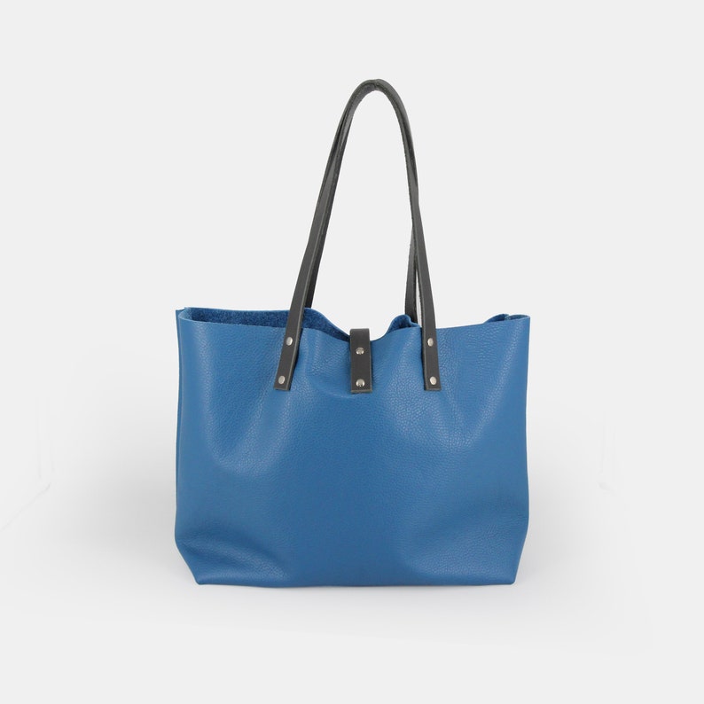 Handmade Shopper Tote Blue Leather Bag UK, MacBook Bag Leather Tote Bag Carry All Laptop Bag Women/'s Bag