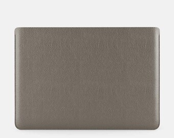 Luxury Leather Macbook Pro 15" Sleeve - Grey and Grey