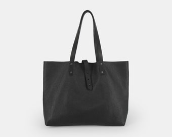 Personalized Leather Tote Bag, Carry All, Shopper Tote, Women's Bag, Black Leather Bag, Laptop Bag, MacBook Bag, Handmade, UK,