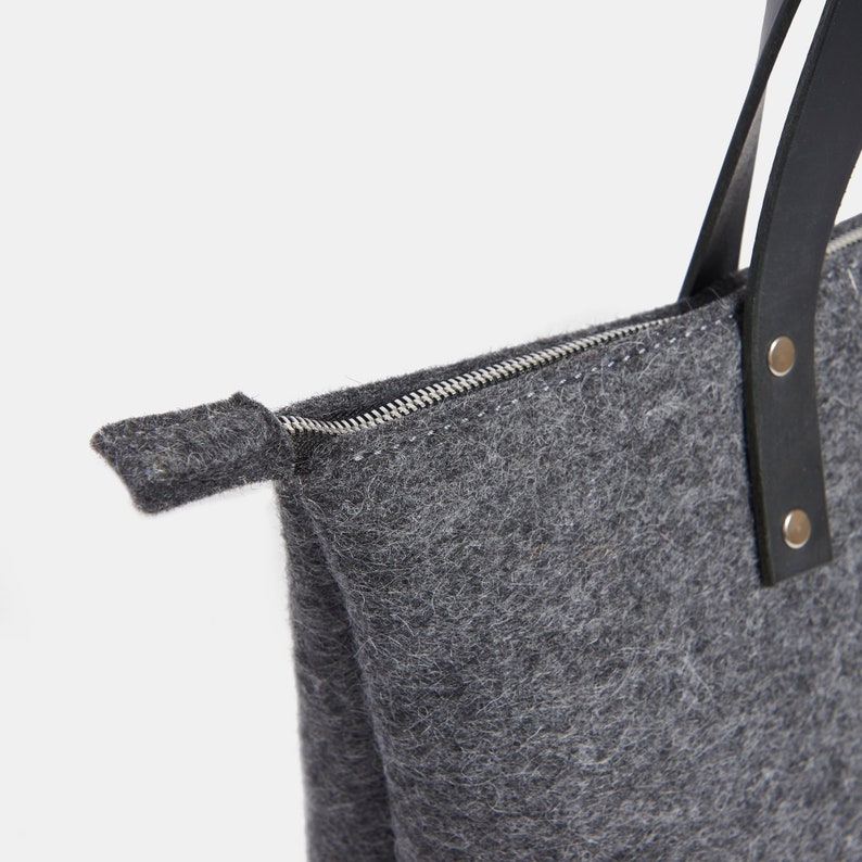 premium quality Wool Felt Tote Bag unique stylish tote bag pure wool felt Zip personalized gift for her handmade in UK