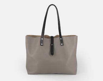 Personalisierte Leder-Einkaufstasche, tragen alle, Shopper Tote, Damentasche, graue Ledertasche, Laptop-Tasche, MacBook Tasche, handgefertigt, UK,