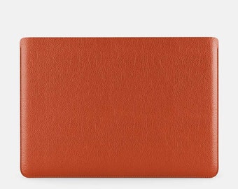 Luxury Leather Macbook Pro 16" Sleeve - Orange and Beige