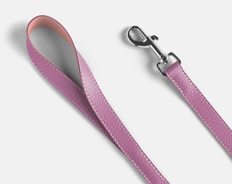 Leather Dog Leash - Purple and Pink