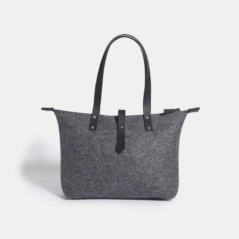 premium quality Wool Felt Tote Bag unique stylish tote bag pure wool felt Zip personalized gift for her handmade in UK