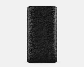 Leather iPhone 13 Pro Sleeve - Black and Black