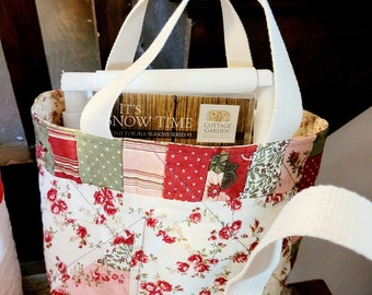 Vintage Cutter Quilt - Small Tote, Hand bag, Diddy Bag, Shopping bag, Peg Hanger, Project bag, Craft Tote, or Gift Bag.