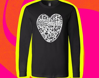 Paper Cut Heart longsleeve shirt - unisex cotton graphic tee shirt