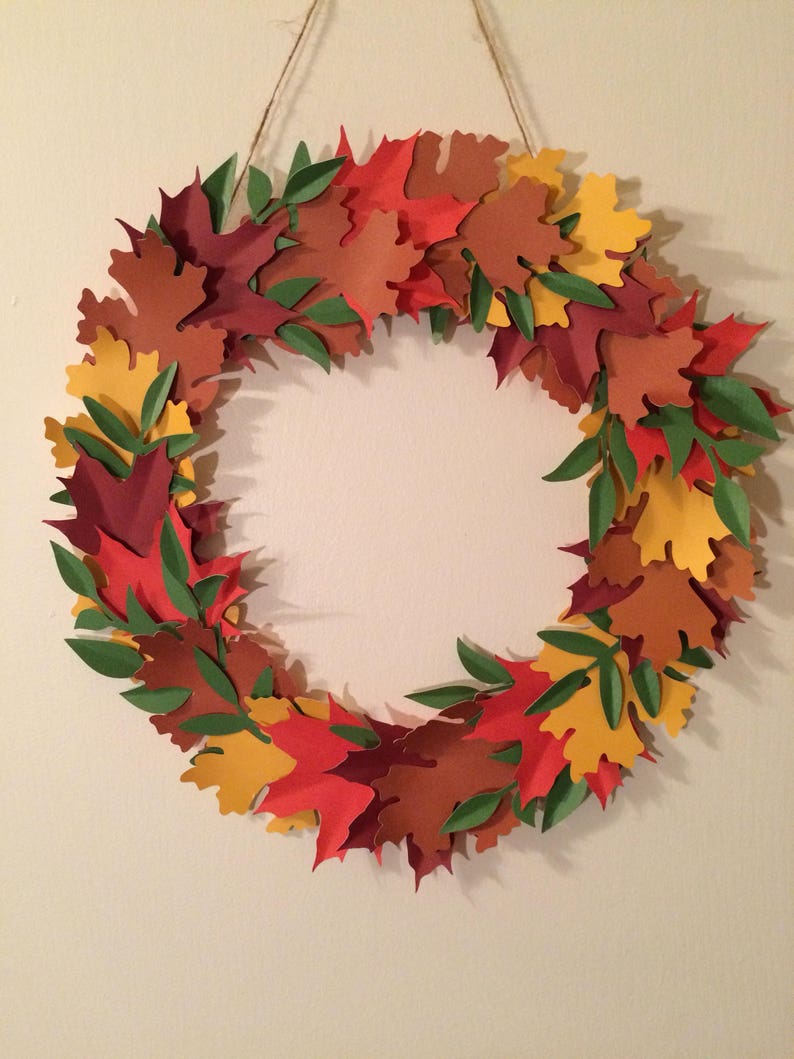 DIY Fall leaf paper cut wreath kit  thanksgiving  fall image 1