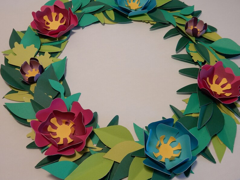 DIY Paper Cut Flower Wreath Kit Do It Yourself Wreath Etsy