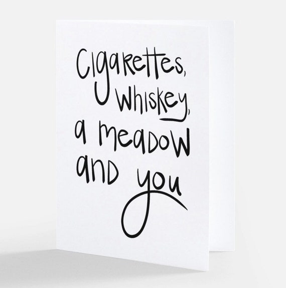 cigarettes and valentines tab cigarettes and you || blank greeting card || birthday || anniversary ||  love || valentine || christmas