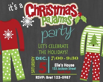 Christmas Pajama Party Invitations Template 8