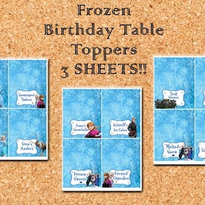 INSTANT DOWNLOAD Frozen Food Tent Table Cards Birthday Party Digital You Print