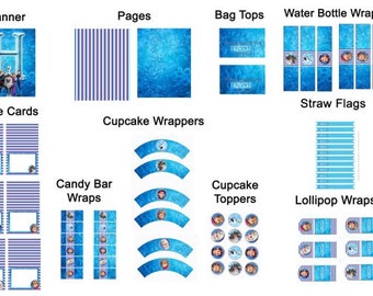 Download istantaneo Disney Frozen Princess PACCHETTO PARTY Compleanno: stampa file PDF non modificabili Pacchetto party stampabile