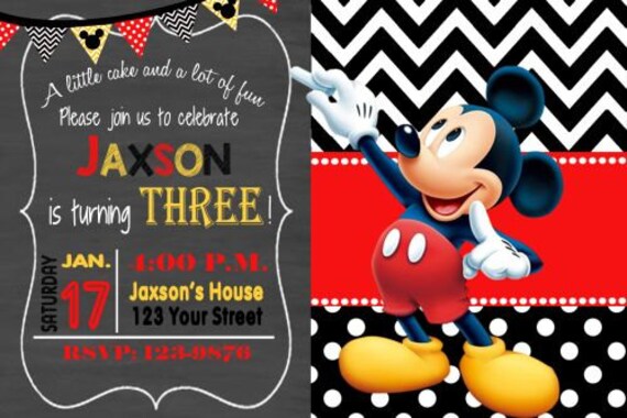 Mickey Mouse Premier Anniversaire Invitation Fete Etsy