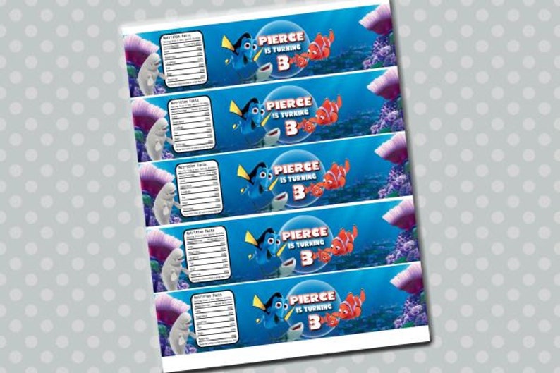 Finding Dory Water Bottle Labels, Finding Dory Birthday Party Labels ...