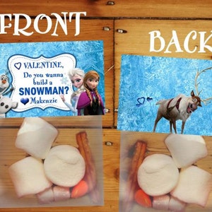 Gefrorene Valentinstag Leckerli Topper REINDEER Olaf der Schneemann Personalisiert