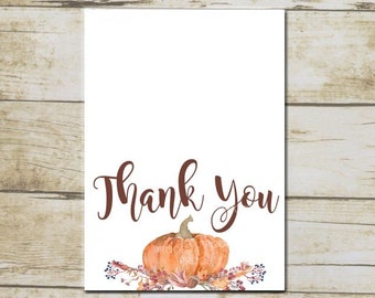 Tarjeta de agradecimiento de Little Pumpkin Baby Shower, tarjeta de agradecimiento de Little Pumpkin imprimible, tarjeta de agradecimiento de otoño, calabaza de acuarela INSTANT- 9822-A