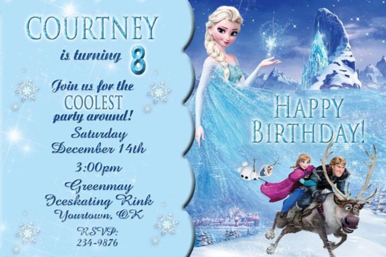 encludes envelopes 25 Frozen Birthday Party Invitations Personalized