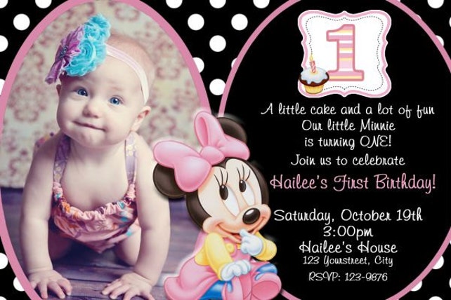 Baby Minnie Mouse Invitation First Birthday Minnie Invitation 1st