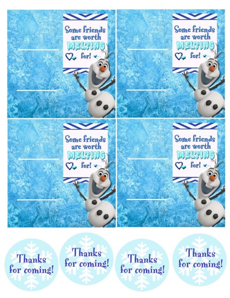 Olaf Party Treat, Frozen Birthday Party Favor, Olaf Popsicle Gift, Instant Download - You Print - Digital image 2