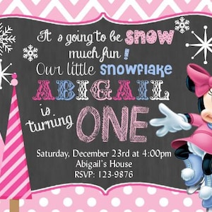 Minnie Invitation Onederland Invitation Minnie Mouse Invitation First Birthday Inviation Chalkboard Invitation ONE Digital Invitation