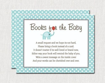 Blue Baby Elephant Bring a Book, Baby Shower Bring Book Instead of Card Insert, Elephant Baby Shower, Little Peanut Invitation 1006-A