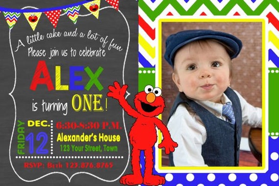 Elmo Invitation Elmo First Birthday Elmo Chalkboard Etsy