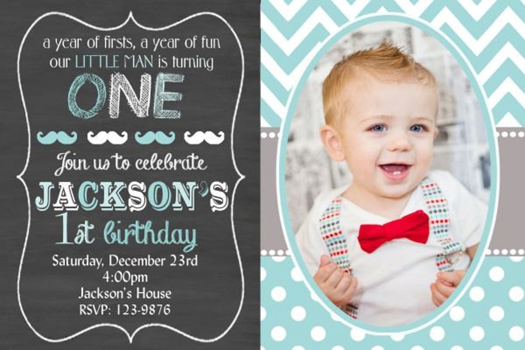 Boys Little Man Birthday Invitation Boys First Birthday - Etsy