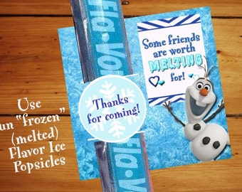 Olaf Party Treat, Frozen Birthday Party Favor, Olaf Popsicle Gift, Instant Download - You Print - Digital