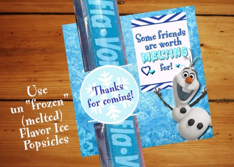 Olaf Party Treat, Frozen Birthday Party Favor, Olaf Popsicle Gift, Instant Download - You Print - Digital image 1