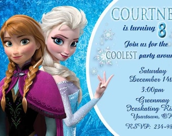 Frozen Invitation Birthday Party You Print  Digital Invitation 4x6 or 5x7 Elsa Anna