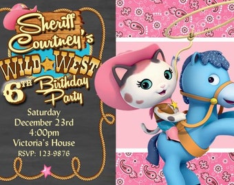 Sheriff Callie's Invitation Birthday Party Invitation Chevron Chalkboard You Print  Digital Invitation 4x6 or 5x7