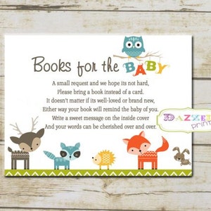 Woodland Baby Shower Invitation, Apportez un livre au lieu d'une carte Inserts d'invitation, Woodland Baby Shower, Woodland Invitation - 2020-A