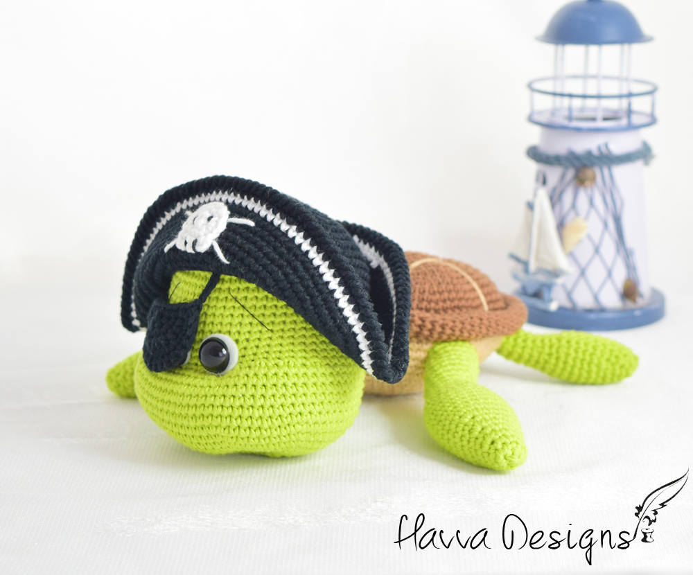 Amigurumi Pirate Turtle Toy - HavvaDesigns CROCHET Turtle PATTERN