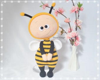 Bee Pattern, Crochet Bee, Crochet Patterns Animal, Crochet Patterns, Crochet Animal, Amigurumi Pattern, Plushie Pattern, Plush Pattern