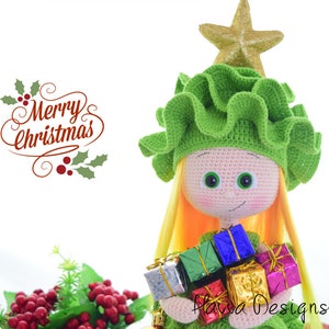 Doll With Pine Tree Costume Christmas Decoration - HavvaDesigns CROCHET PATTERN / Amigurumi