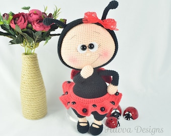 Ladybug Bonnie Doll - HavvaDesigns CROCHET PATTERN / Amigurumi Tutorial