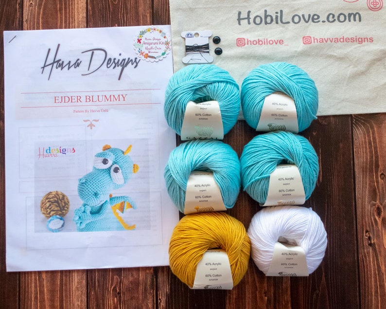 Amigurumi Dragon Kit Blummy the Dragon DIY Crochet KIT