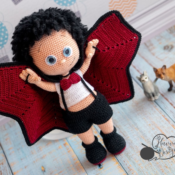 Vlad the Little Vampire - Crochet Vampire PATTERN - Halloween Toy Pattern