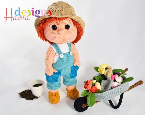 Tommy The Gardener Boy - CROCHET Vintage Toy PATTERN