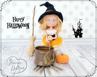 Cute Witch - Havva Designs CROCHET PATTERN / Halloween Toy Pattern Amigurumi Tutorial