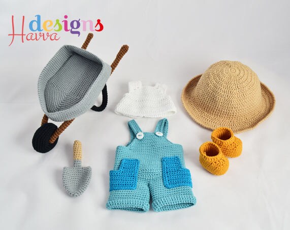 Gardener Set For Tommy Doll - CROCHET Vintage Toy PATTERN